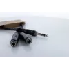 Cordial 14882 6,3mm stereo jack Y-adapterkabel, 1x stekker naar 2x bus, 0,3m, zwart PVC
