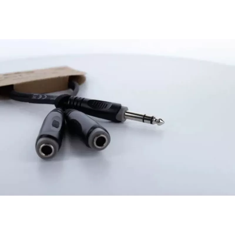 Cordial 14882 6,3mm stereo jack Y-adapterkabel, 1x stekker naar 2x bus, 0,3m, zwart PVC