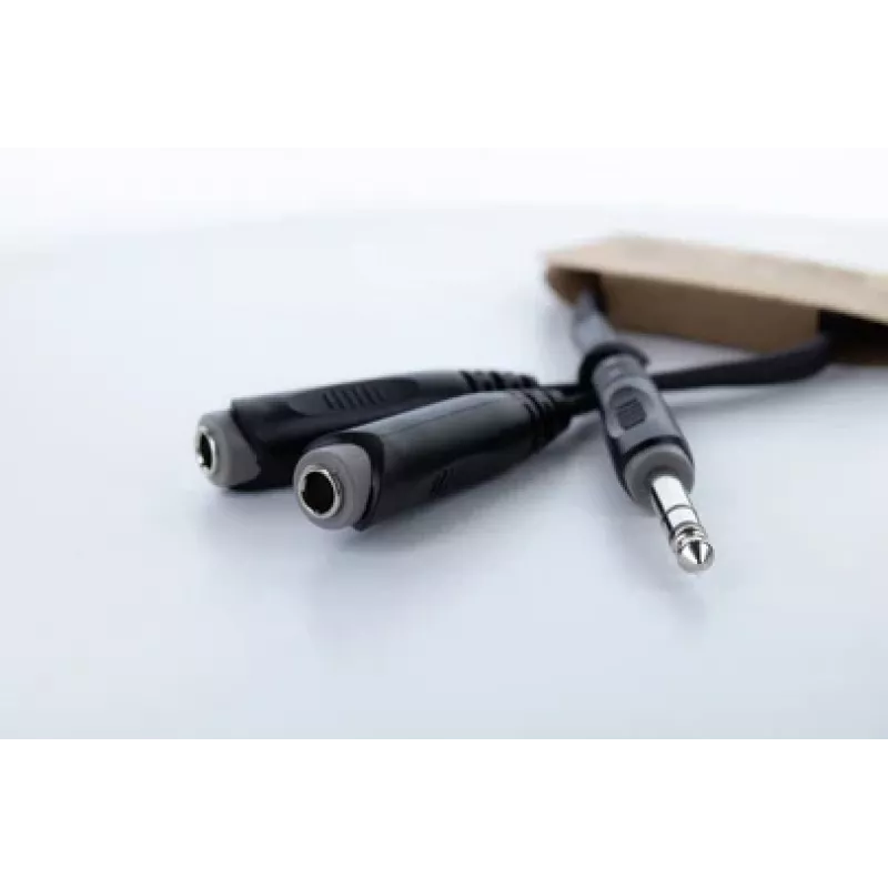 Cordial 14882 6,3mm stereo jack Y-adapterkabel, 1x stekker naar 2x bus, 0,3m, zwart PVC