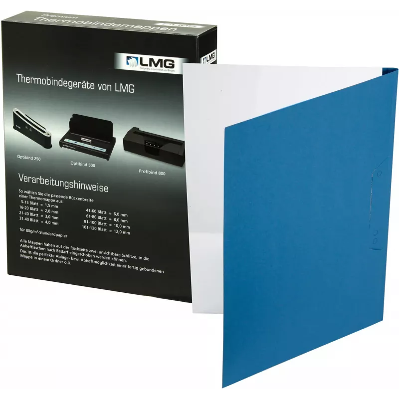 LMG thermobindmap A4 3 mm blauw linnen 50 stk BMDLEM-BL-R3