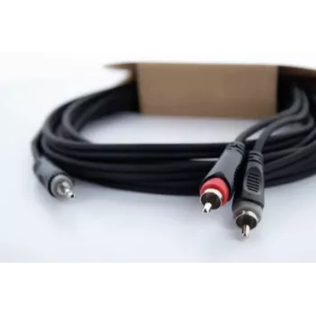 Cordial 14855 3,5mm stereo jack naar 2x RCA audio-Y-adapterkabel, 1,5m, zwart