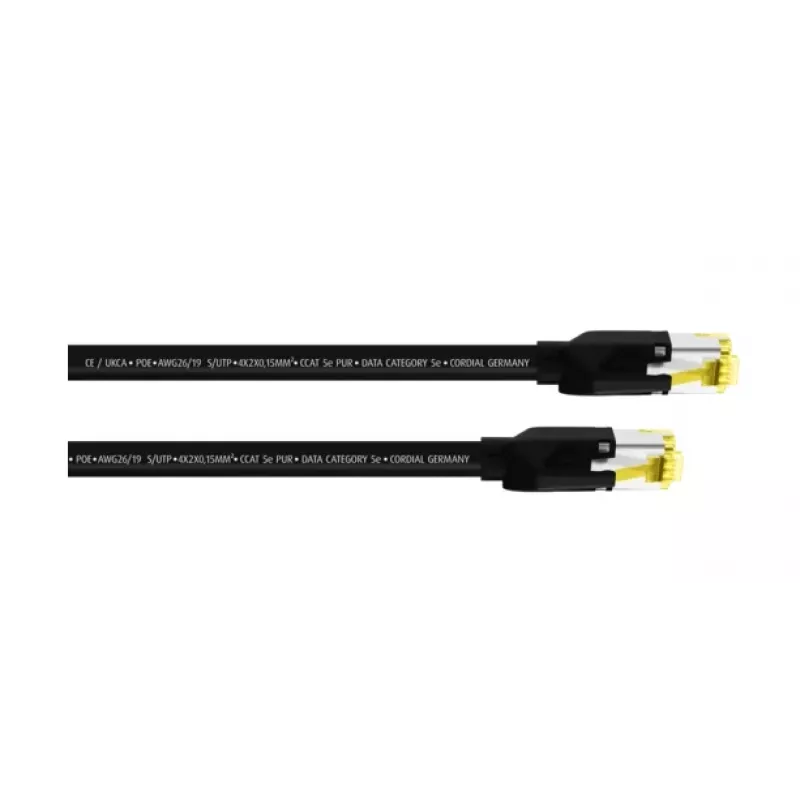 Cordial 15537 CAT 5e S/UTP patchkabel, RJ45, 3 m, zwarte PUR-mantel