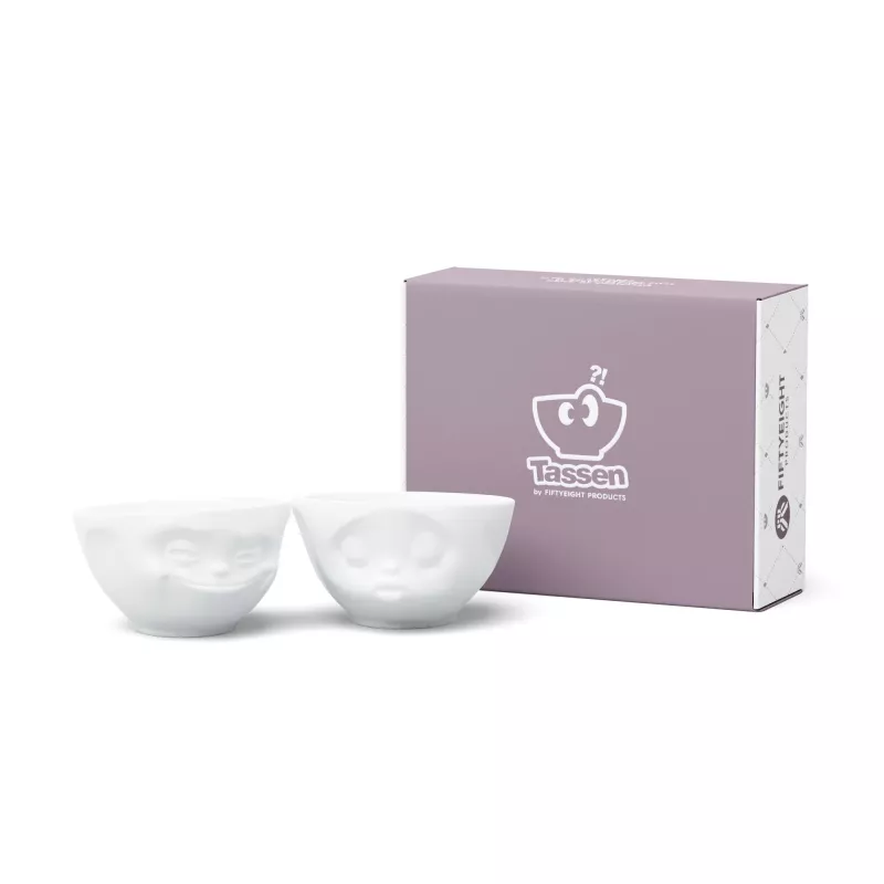 FIFTYEIGHT PRODUCTS T012201 schaaltjesset 200ml grijnzend & kussend wit porselein