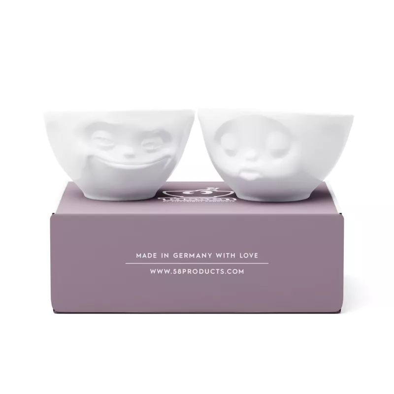 FIFTYEIGHT PRODUCTS T012201 schaaltjesset 200ml grijnzend & kussend wit porselein