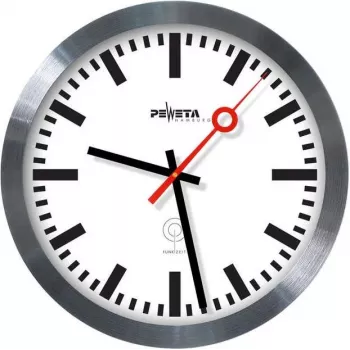 PEWETA radiowandklok stationsklok, 30 cm, aluminium 51.020.325
