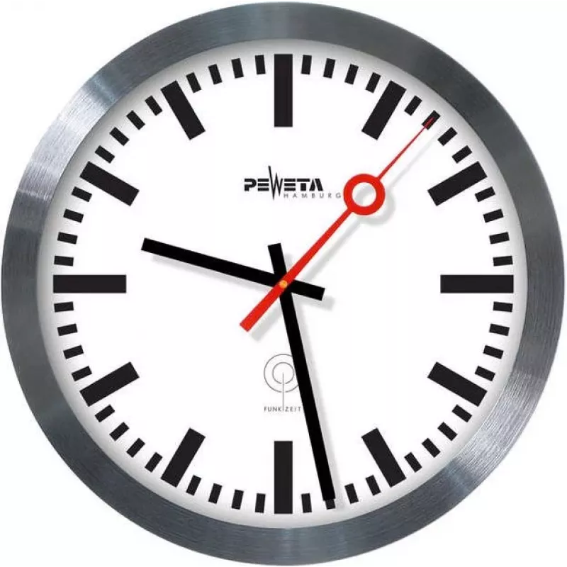 PEWETA radiowandklok stationsklok, 30 cm, aluminium 51.020.325