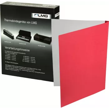 LMG thermobindmappen A4 rood lederlook 1,5 mm rug, 50 blad capaciteit, 50-pack LMG-BMDLM-RO-R1,5