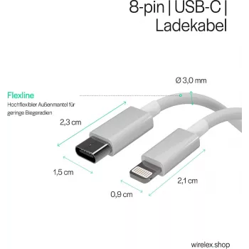 Flexline USB-C naar Lightning PD laadkabel 2m wit FL31-13053