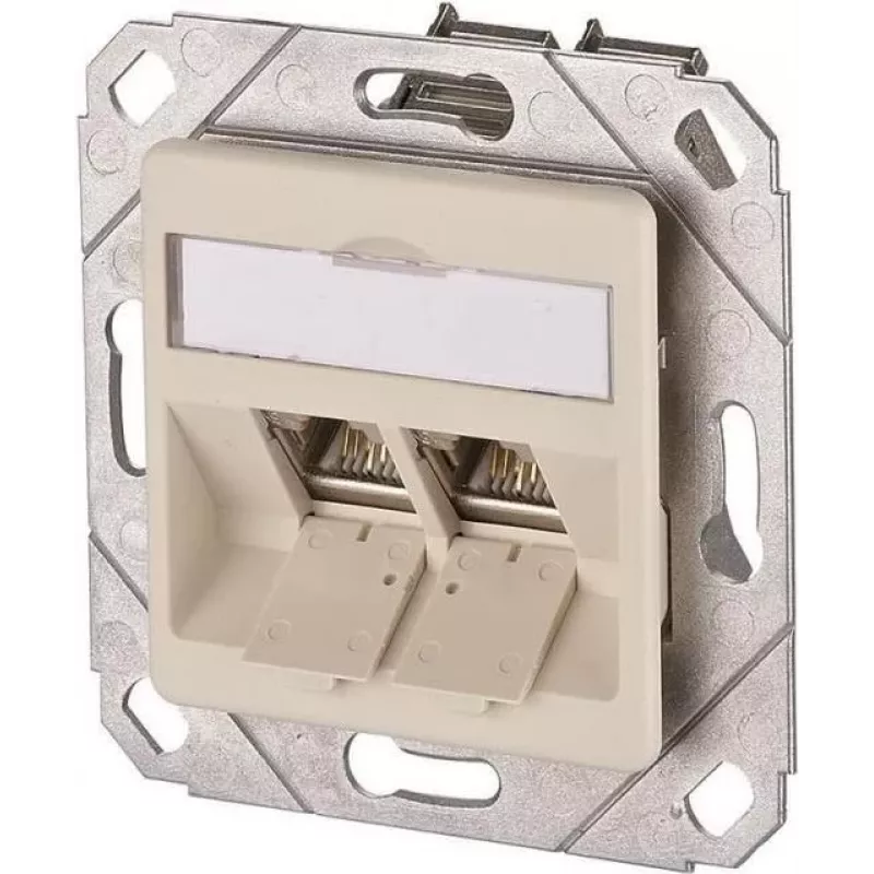 METZ CONNECT BTR E-DAT modul 8/8(8) UPk inbouw datacontactdoos, 2x RJ-45, CAT 6e, afgeschermd, parelwit RAL 1013 1309121101-E
