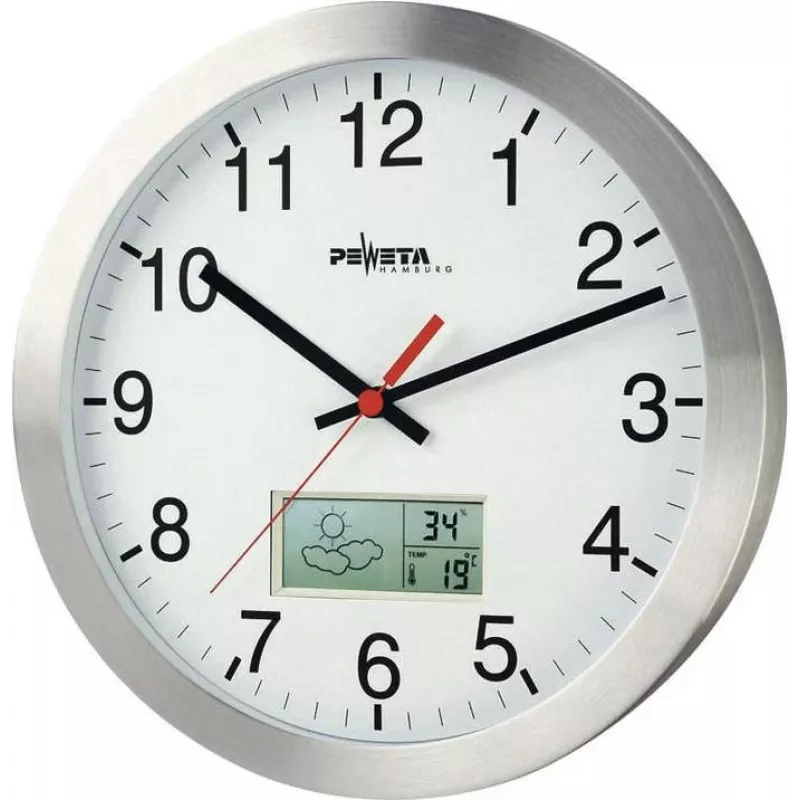 PEWETA radiowandklok 51.161.315, witte wijzerplaat, 300 mm, DCF77