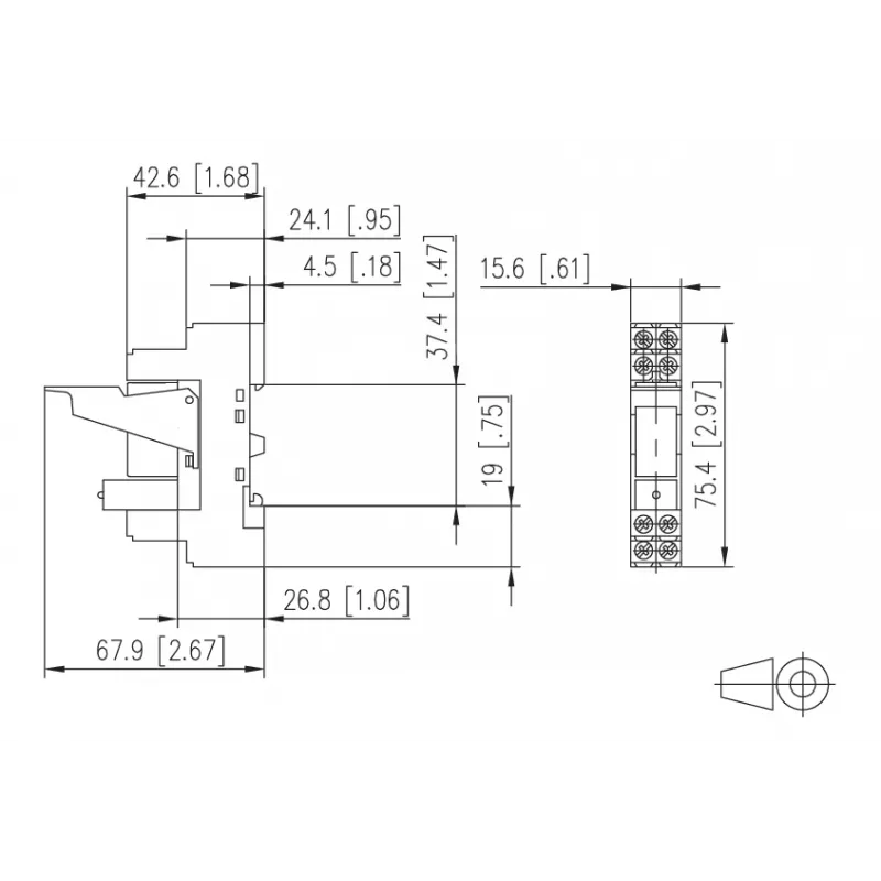 METZ CONNECT RM 21/21 230VAC interface-relaismodule met LED, 2 wisselcontacten, DIN-rail 11050705