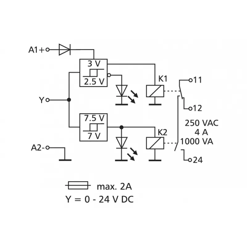 METZ CONNECT KRS-E08 3 24 V AC/DC interface-relaismodule, 1 wisselaar, 8 A, DIN-rail 110673