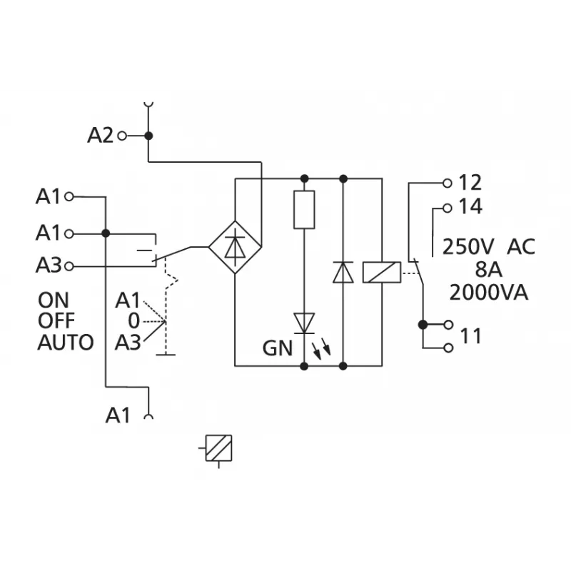 METZ CONNECT KRA-S-F8/21 vermogensrelais 24V DC 8A SPDT grijs DIN-rail 11070613
