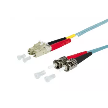 METZ BTR 151J1JOAO10E OpDAT OM3 LC-duplex naar 2x ST multimode glasvezel-patchkabel, 1m, aqua, LSZH