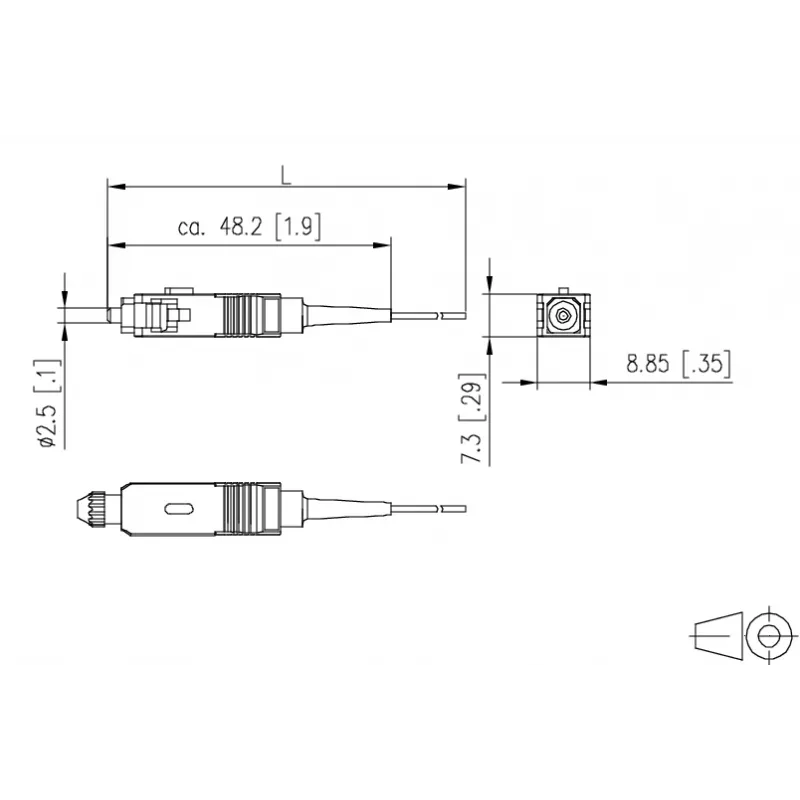 METZ BTR 150N1CO0020E OpDAT pigtail SC-PC OM4 12 kleuren 2,0m multimode vezel G50/125