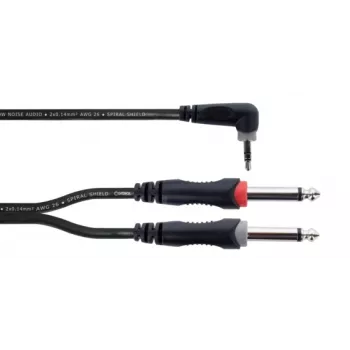 Cordial 14869 audio-Y-adapterkabel 3,5mm stereo-jack naar 2x 6,3mm mono-jack 5m zwart