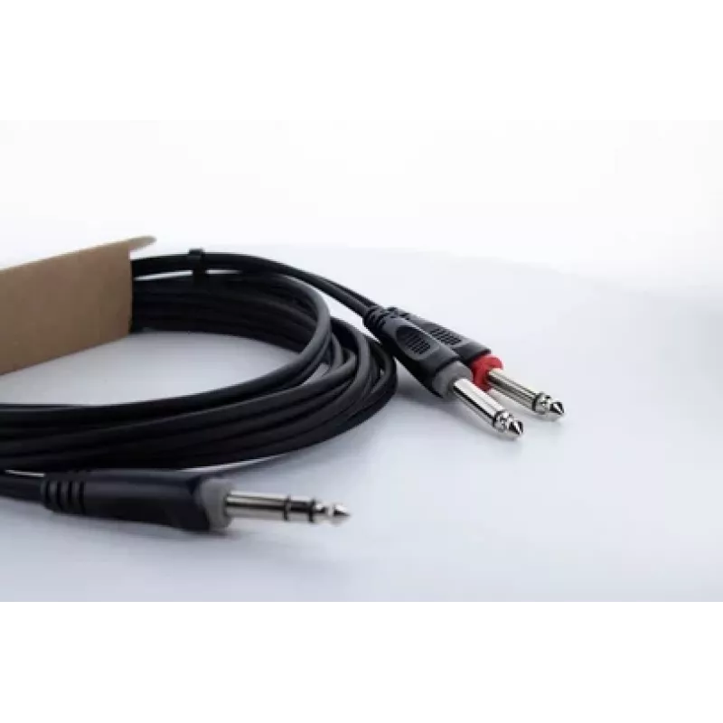 Cordial 14876 audio-Y-adapterkabel 6,3 mm stereo-jack naar 2x 6,3 mm mono-jack 1 m zwart