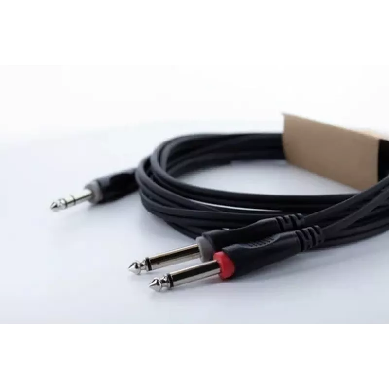 Cordial 14876 audio-Y-adapterkabel 6,3 mm stereo-jack naar 2x 6,3 mm mono-jack 1 m zwart