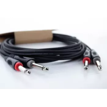 Cordial 14846 Twin Mono jack audiokabel 6m zwart - dual 6,3mm TS naar dual 6,3mm TS
