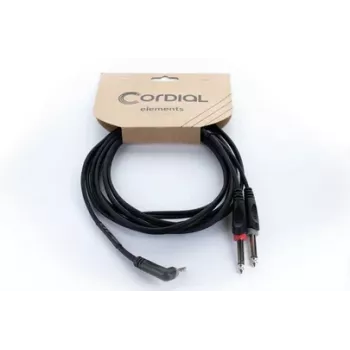 Cordial 14866 audio-Y-adapterkabel 3,5 mm stereo naar 2x 6,3 mm mono 1 m zwart
