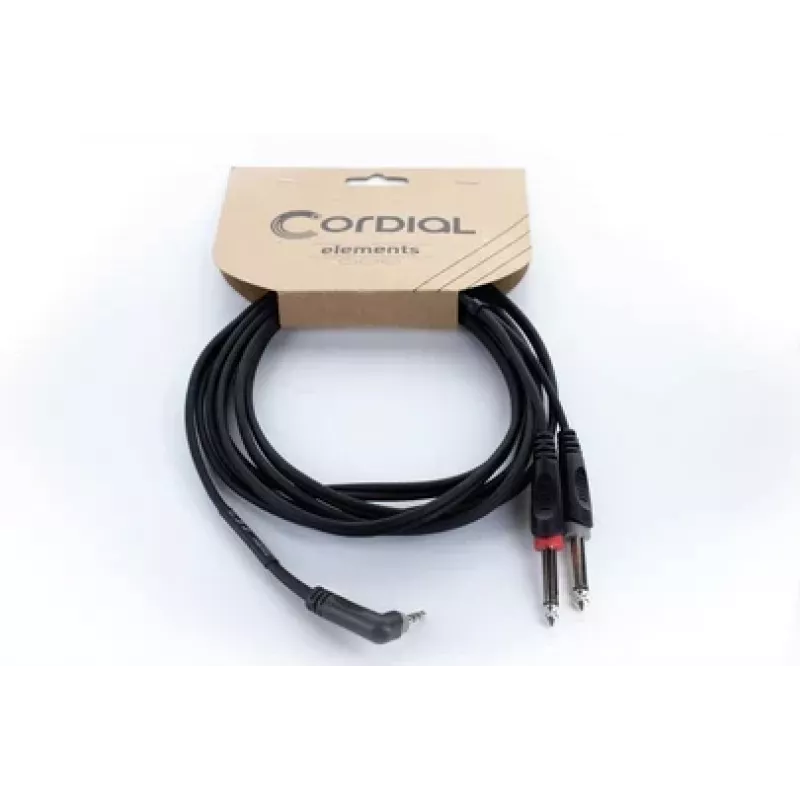 Cordial 14866 audio-Y-adapterkabel 3,5 mm stereo naar 2x 6,3 mm mono 1 m zwart