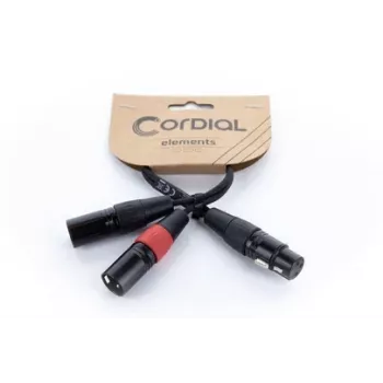 Cordial EY 0,3m XLR Y-adapterkabel - 1x XLR female naar 2x XLR male, zwart 14880