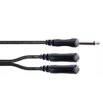 Cordial EY 0.3 PGG Y-adapterkabel 1x 6,3mm mono jackstekker naar 2x 6,3mm mono jackbussen 0,3m zwart 14884