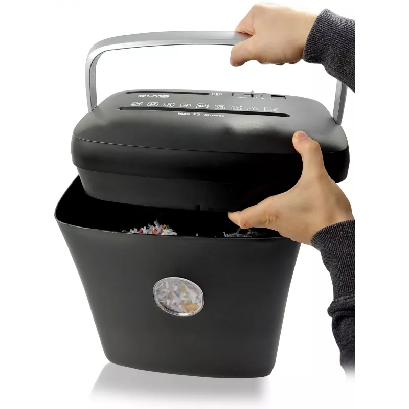 LMG DWS-1012CD papierversnipperaar met partikelsnede en aparte CD/DVD-bak, veiligheidsniveau P-4, 10-12 vel, 21L