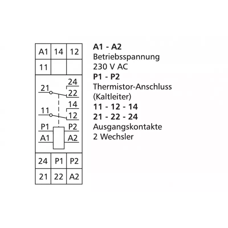 METZ CONNECT TMR-12 motorbewakingsrelais, PTC-thermistor, 24-240 V AC/DC, 2 wissels, DIN-rail 1103150522