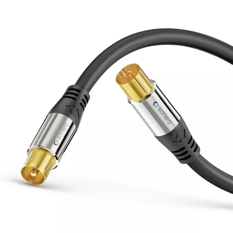 PURELINK Sonero Antennekabel 2m S-AC000-020 Premium, coaxiale stekker naar bus, 75 Ohm, dubbel afgeschermd, wit