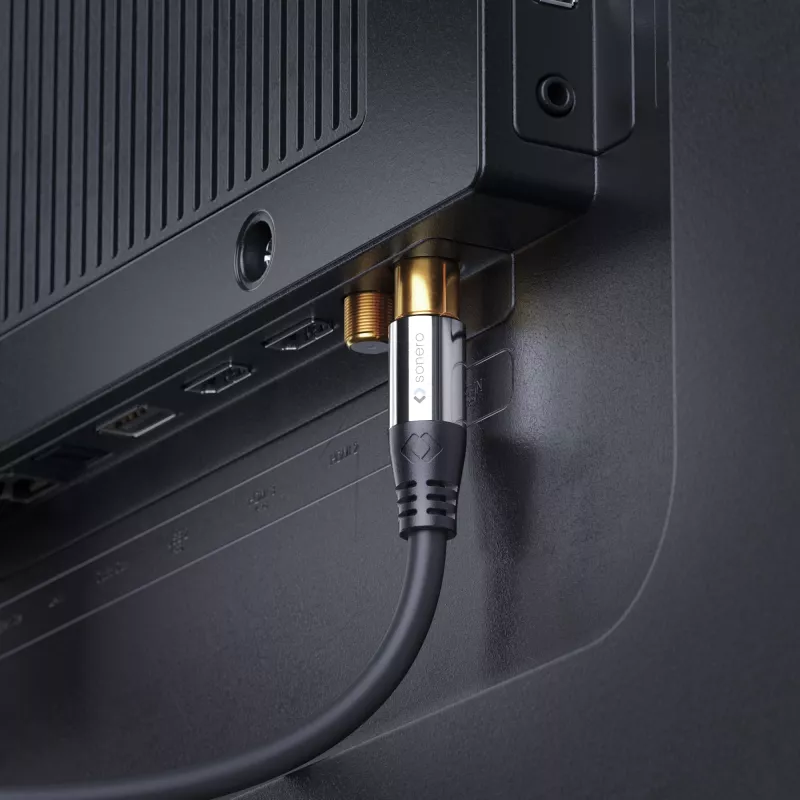 PURELINK Sonero Antennekabel 2m S-AC000-020 Premium, coaxiale stekker naar bus, 75 Ohm, dubbel afgeschermd, wit