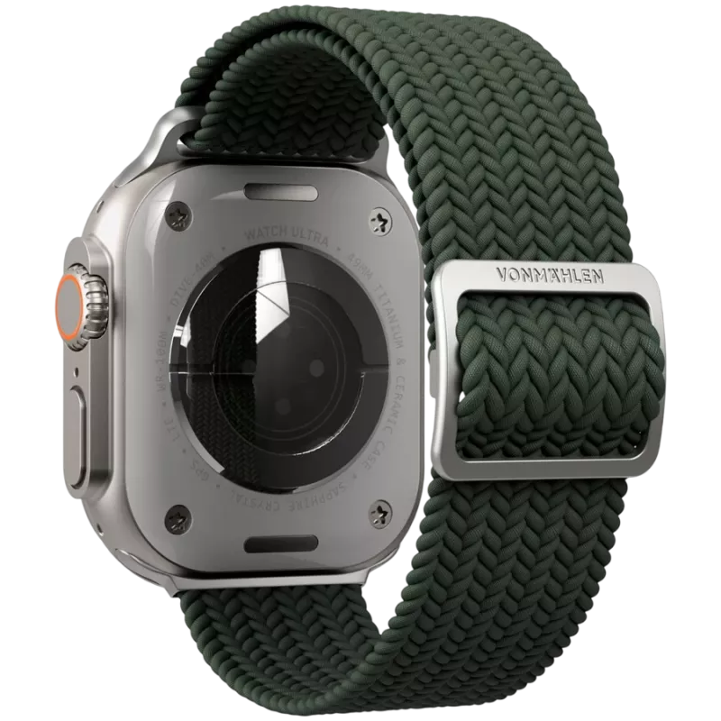 VONMÄHLEN Woven Loop voor Apple Watch 44/45/46/49mm, Olijf