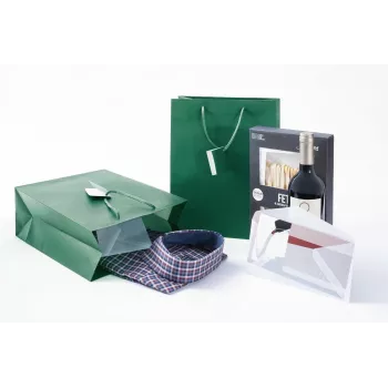 SIGEL GT500 opaalgroene grote cadeautas van papier met matte lak en cadeaulabel