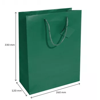 SIGEL GT500 opaalgroene grote cadeautas van papier met matte lak en cadeaulabel