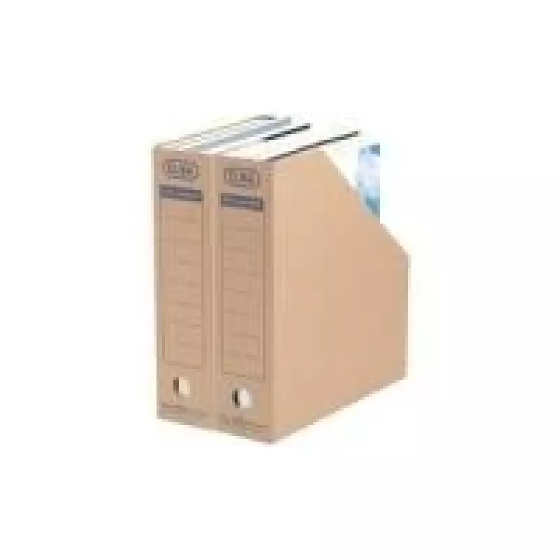 ELBA tric System tijdschriftenbak A4 natuur bruin met vingergat en bedrukt ruglabel 83521