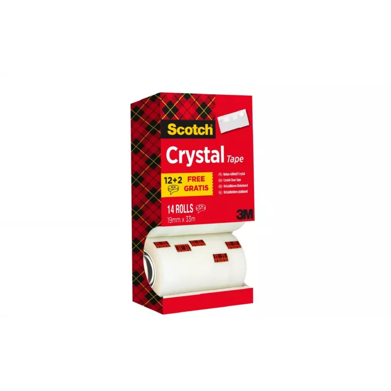 3M Scotch Crystal Clear plakband, 19 mm x 33 m, 14 rollen (12 + 2 gratis) 6-1933R14
