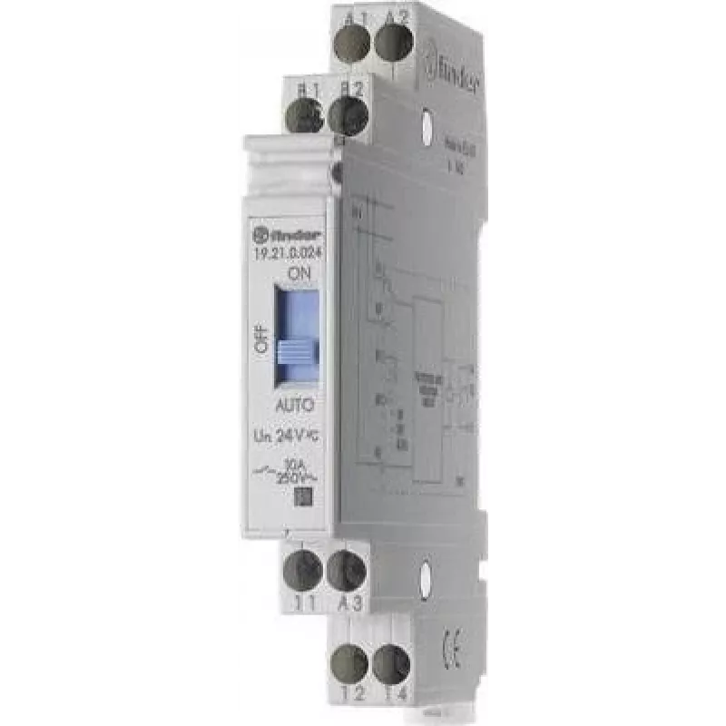 Finder 19.21.0.024 schemerschakelaar met timer en terugmeldcontact, 1 CO 10 A, 24 V AC/DC