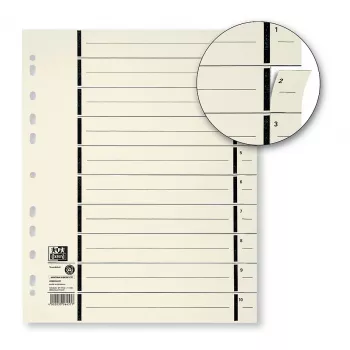 ELBA register met perforatie, DIN A4 extra breed, kraftkarton 230 g/m², zwarte lijnopdruk 1-10 (06457)