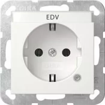 Gira SCHUKO stopcontact met controle-LED en verhoogde aanraakbeveiliging, reinwit glanzend, 16 A, 250 V, inbouw, System 55 445203