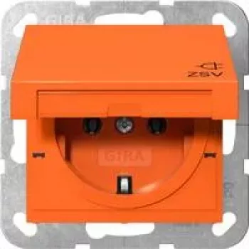 Gira SCHUKO stopcontact met klepdeksel, verhoogde aanraakbeveiliging, oranje 4454109