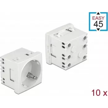 Delock Easy 45 type F stopcontact met shutter, wit RAL 9003, 16 A, 250 V, 10-pack 81324