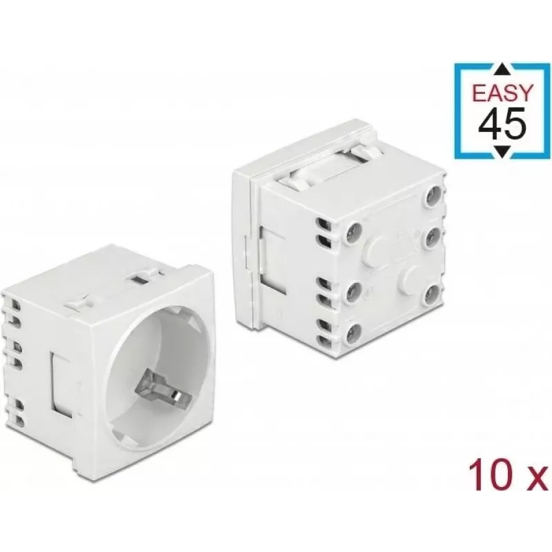 Delock Easy 45 type F stopcontact met shutter, wit RAL 9003, 16 A, 250 V, 10-pack 81324