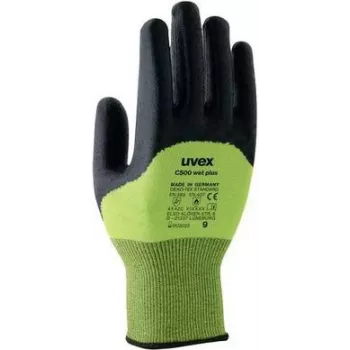 Uvex handbescherming Strick-HS C500 wet plus snijvaste handschoenen, maat 7, antraciet/limoen 6049607