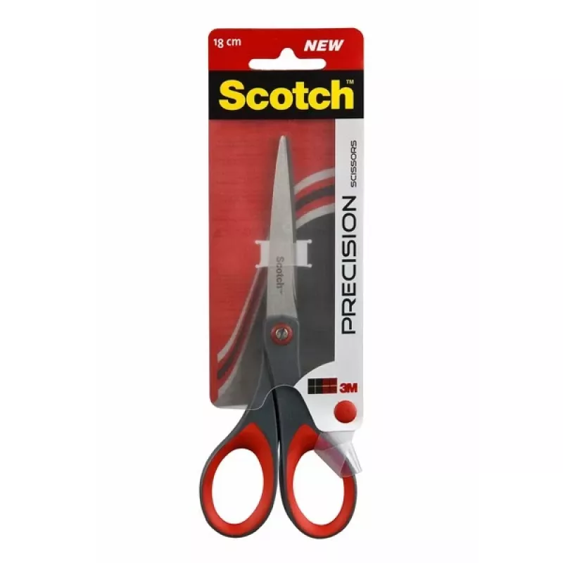 3M Scotch Precision schaar 180 mm rood/grijs puntig roestvrij staal Comfort Grip (1447)