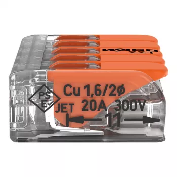 WAGO 221-415 COMPACT verbindingsklem 5-aderig 4 mm², 25-pack