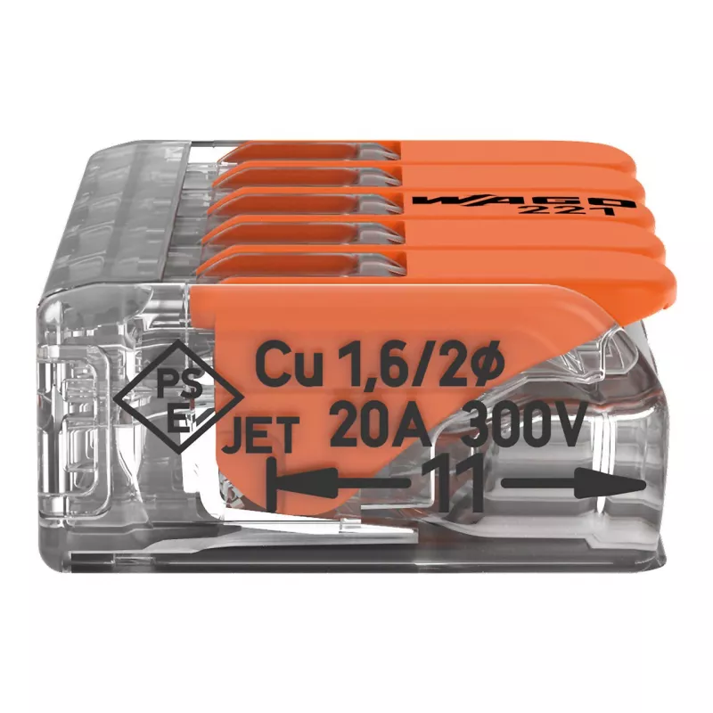 WAGO 221-415 COMPACT verbindingsklem 5-aderig 4 mm², 25-pack