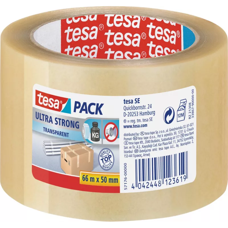 TESA ultra sterk 66 m PVC transparant verpakkingstape (57176)