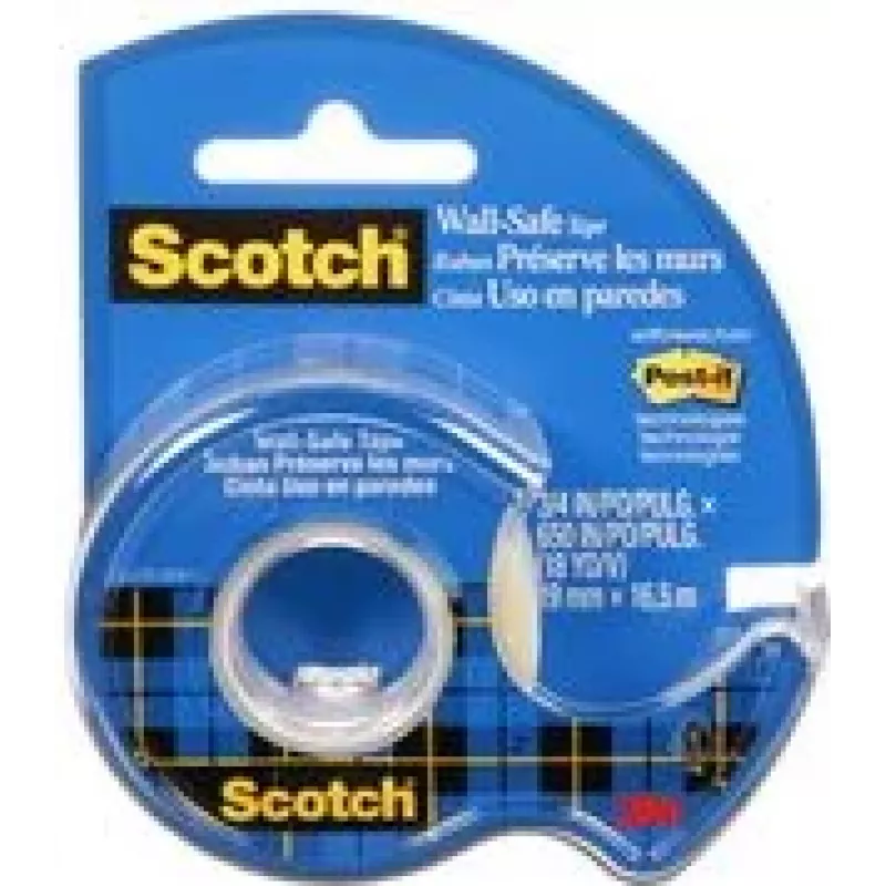 3M Scotch Wall-Safe plakband met handafroller, 19mm x 16,5m, transparant, residuvrij verwijderbaar 183-EFDG
