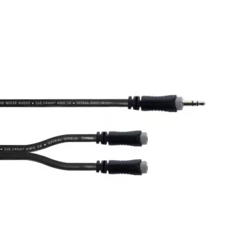 Cordial 14883 3,5 mm stereo Y-adapterkabel, 1x jackstekker naar 2x jackbus, 0,3 m, zwart