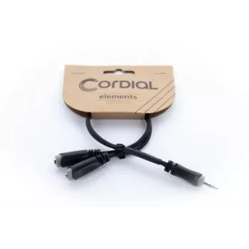 Cordial 14883 3,5 mm stereo Y-adapterkabel, 1x jackstekker naar 2x jackbus, 0,3 m, zwart